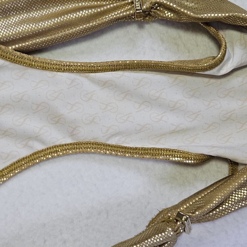 Victoria Secret Liquid Gold Bikini Set L 36DD Very Sexy Y2K Pushup Halter Ruched - Picture 15 of 16